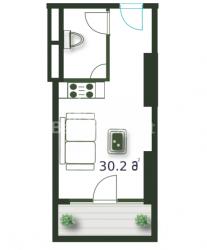 Բնակարան 1-комн 30.2 m² - Շերիֆ Խիմշիաշվիլի, Batumi