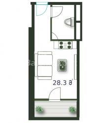Բնակարան 1-комн 28.3 m² - Շերիֆ Խիմշիաշվիլի, Batumi