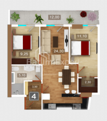 Բնակարան 3-комн 73.2 m² - մայիսի 26, Batumi